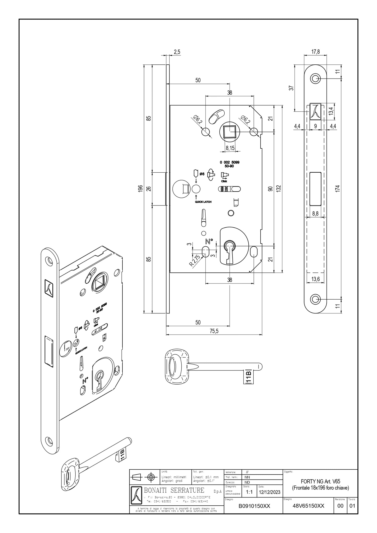 SERRATURA BONAITI B-MAG DM3 PIU'DISPOSITIVO MAGNETICO B-MAG DM1