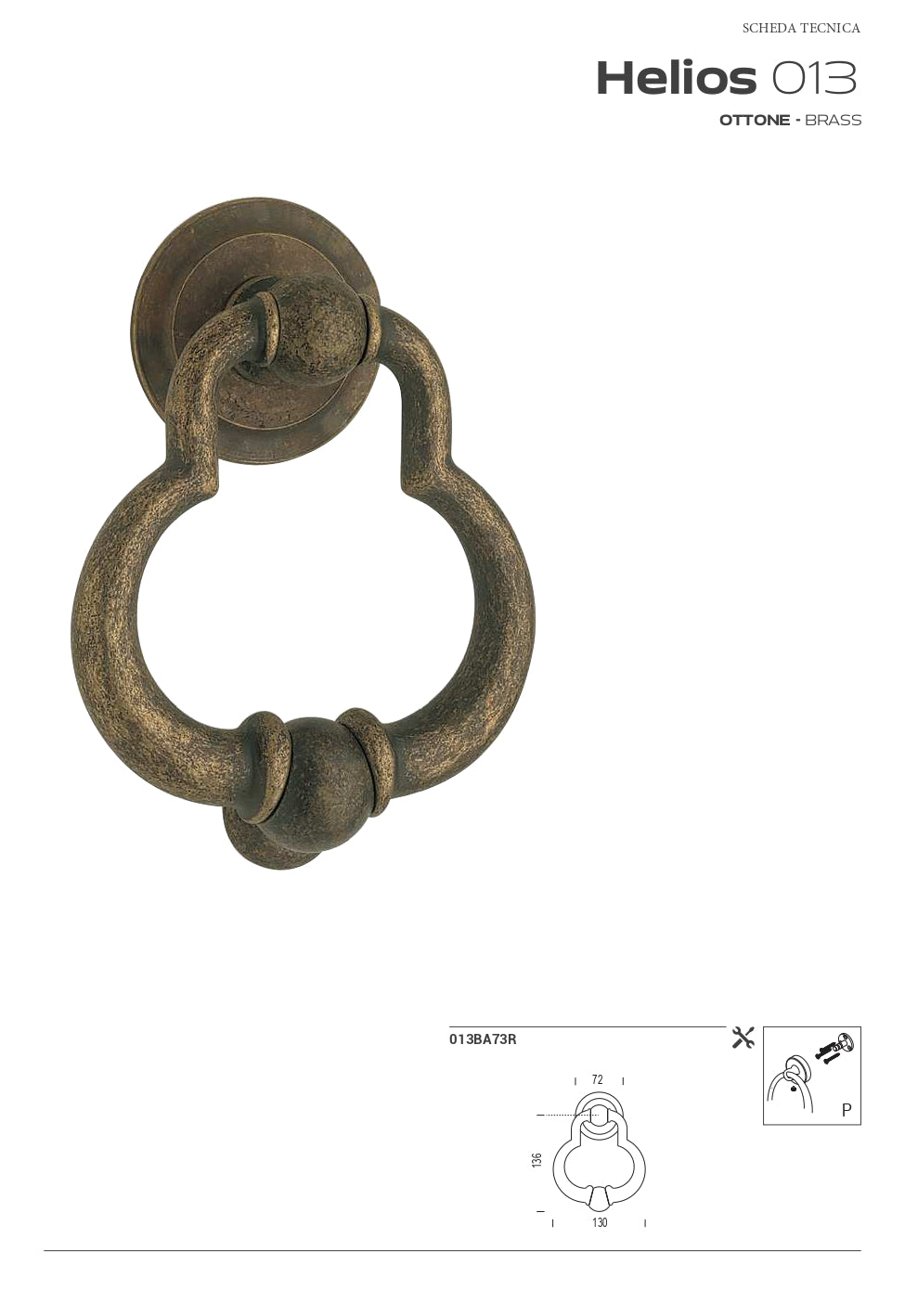 BATTENTE HELIOS IN OTTONE ANTICHIZZATO CODICE 13BA73RXXBQ