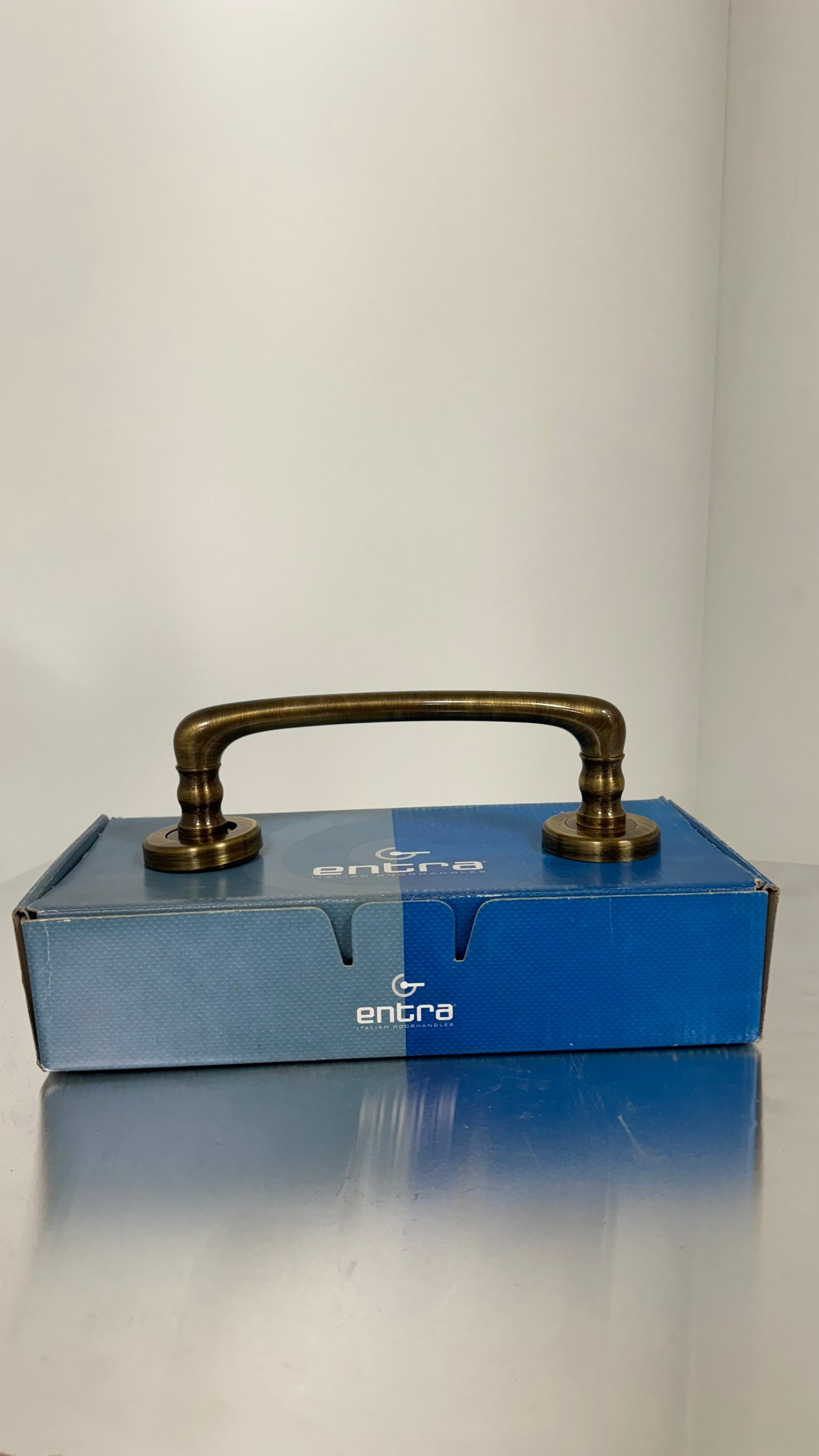 MANIGLIONE ITALIA IN OTTONE BRONZO GRAFFIATO FUME'