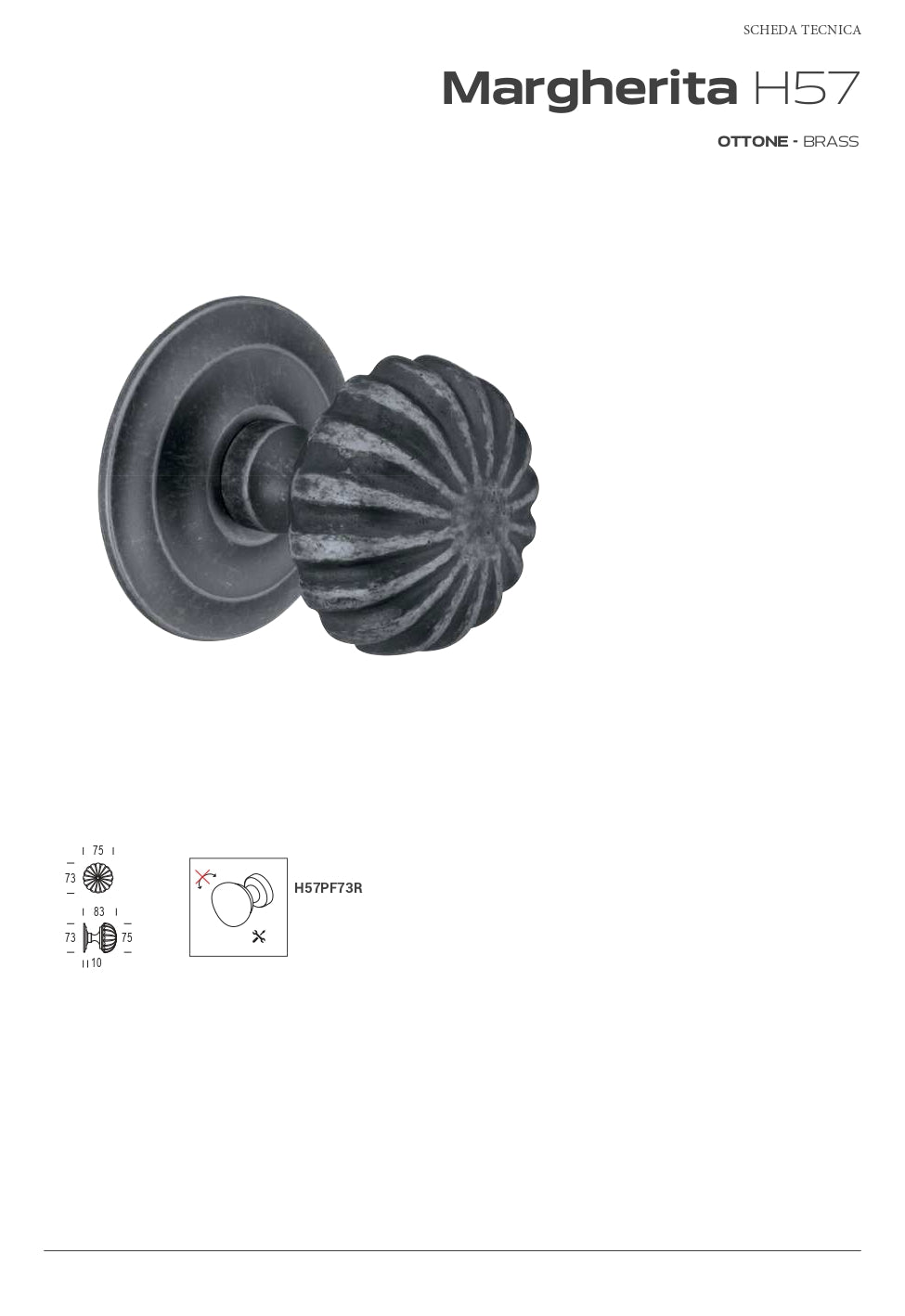 POMOLO MARGHERITA IN OTTONE LUCIDO VERNICIATO CODICE  H57PF73RXX02FXB
